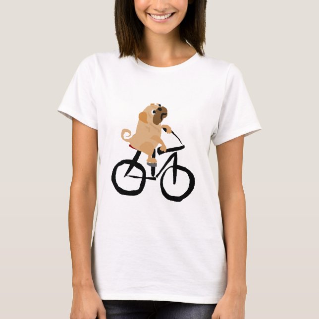 Camiseta Bicicleta divertida del montar a caballo del perro (Anverso)
