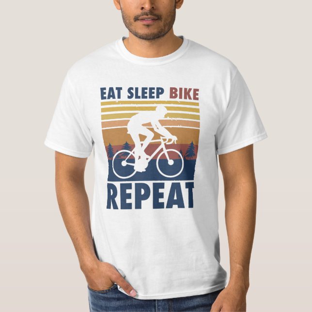 Camiseta Bicicleta duerme Repite diciendo regalo de bicicle (Anverso)