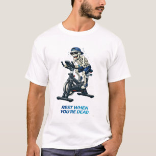 Camiseta Bicicleta Giratoria de Esqueleto Diseño Divertido 