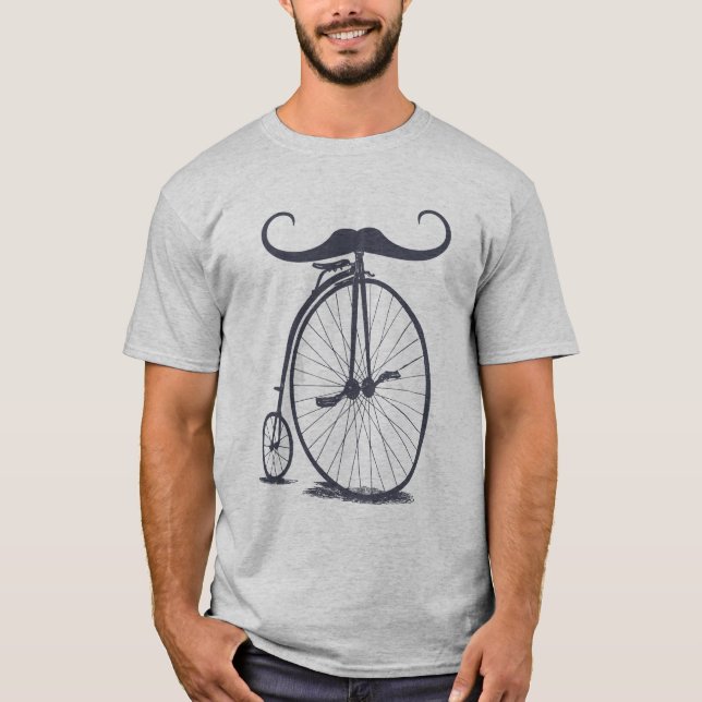 Camiseta Bicicleta High Wheel Penny Farthing Mustache (Anverso)