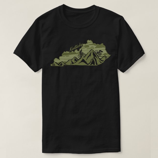 Camiseta Bicicleta Kentucky State Esquema Olive Mountain Bi (Diseño del anverso)