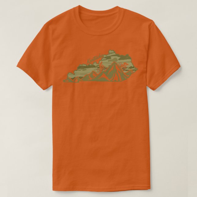 Camiseta Bicicleta Kentucky State Esquema Olive Mountain Bi (Diseño del anverso)