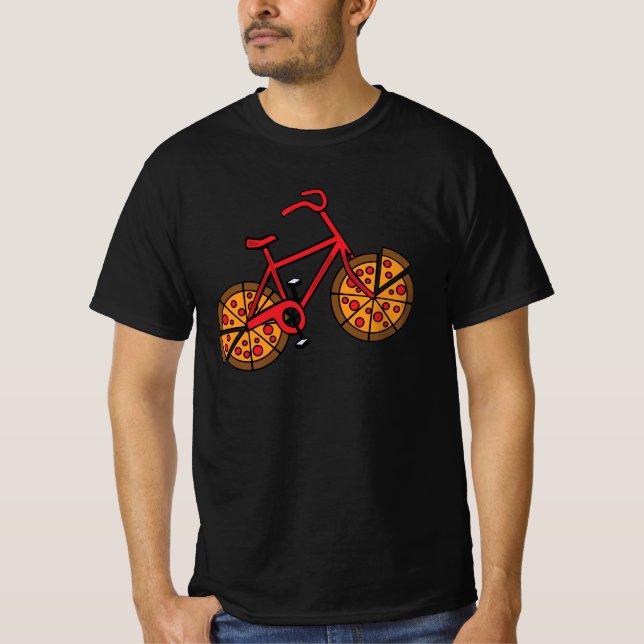 Camiseta Bicicleta pizza con ruedas de pizzas (Anverso)