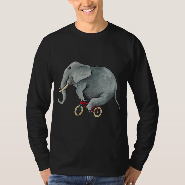 Camiseta Bicicleta Riding Cute Elephant Elephant Elephant L (Anverso)