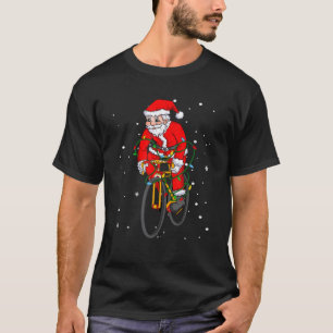 Camiseta Bicicleta Santa Claus Iluminación de árbol de Navi