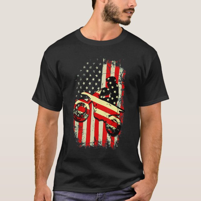 Camiseta Bicicleta Sucia Bandera Estadounidense Motocross B (Anverso)