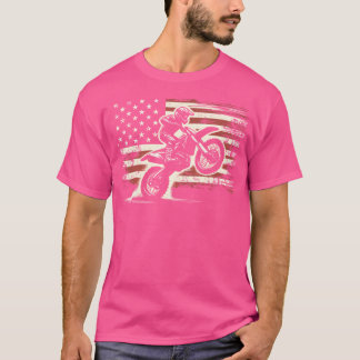 Camiseta Bicicleta Sucia Bandera Estadounidense Motocross B