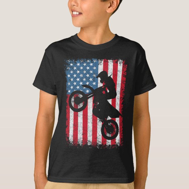 Camiseta Bicicleta Sucia Motocross Biker Bandera Norteameri (Anverso)