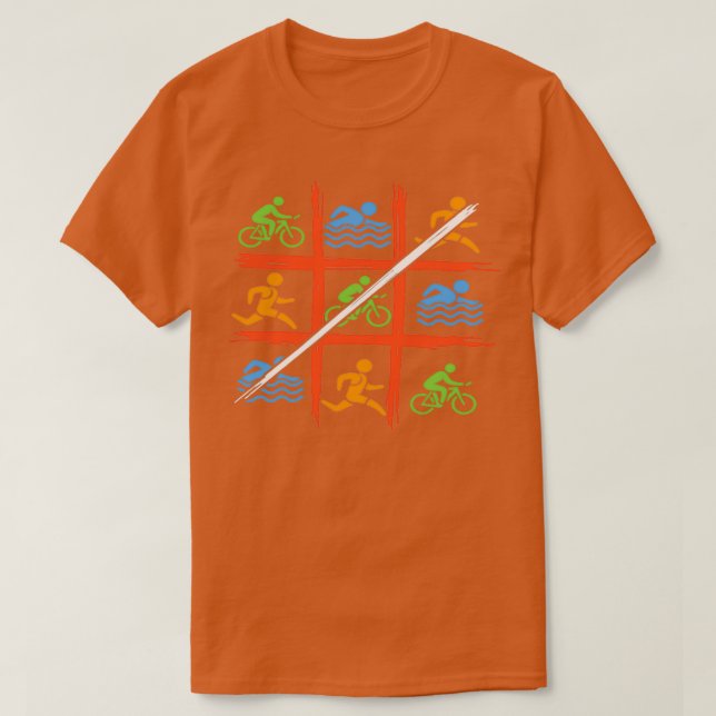 Camiseta Bicicleta Swim Run Tic Tac Toe (Diseño del anverso)