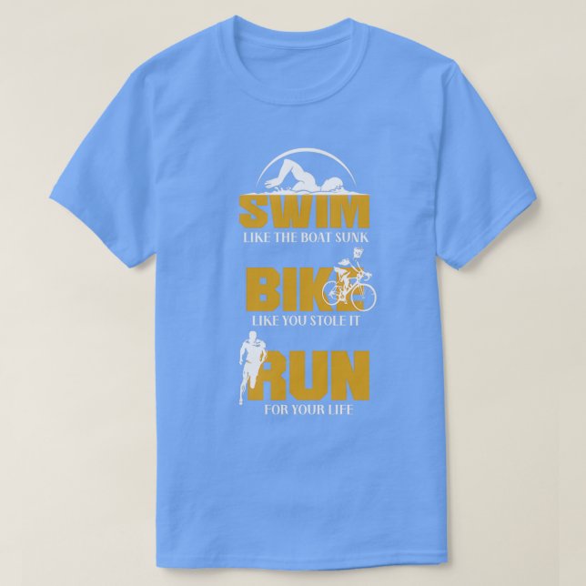 Camiseta Bicicleta Swim Run Triathlon Hobby Sport Game Gift (Diseño del anverso)