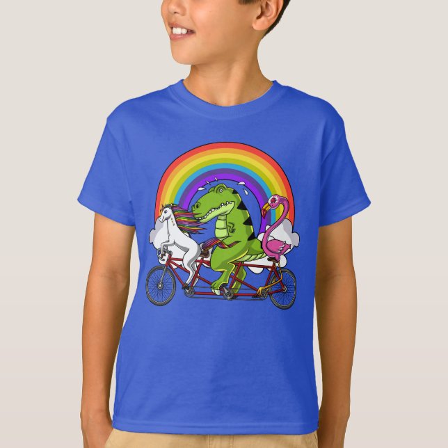 Camiseta Bicicleta Unicorn T-Rex Dinosaur Flamingo (Anverso)