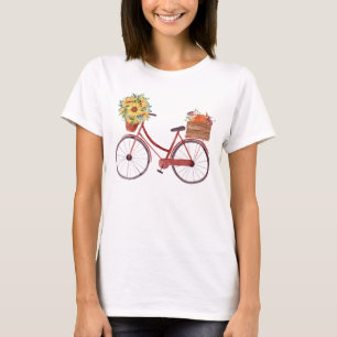 Camiseta Bicicleta vintage con calabaza y girasoles