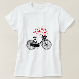 Camiseta Bicicleta Vintage con corazones muestra tu amor