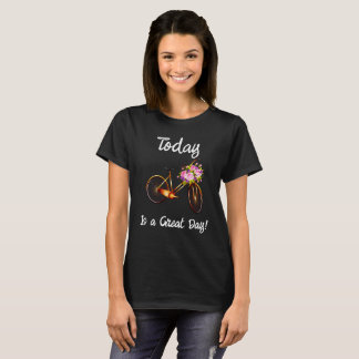 Camiseta Bicicleta vintage con flores Hoy es un gran día