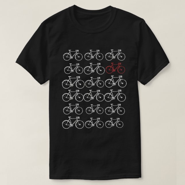 Camiseta bicicletas blancas en negro (Diseño del anverso)