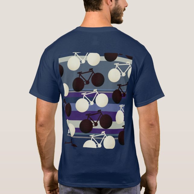 Camiseta bicicletas y rayas blancas y negras (Reverso)