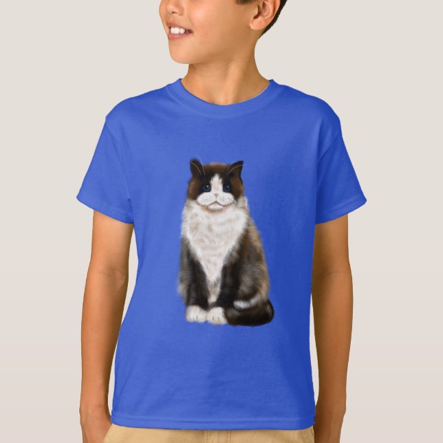 Camiseta bicolor de gato de manx (Anverso)