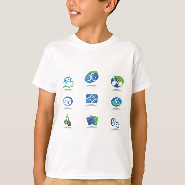 Camiseta Bicycle Racing Icons Blue and Green Sport (Anverso)