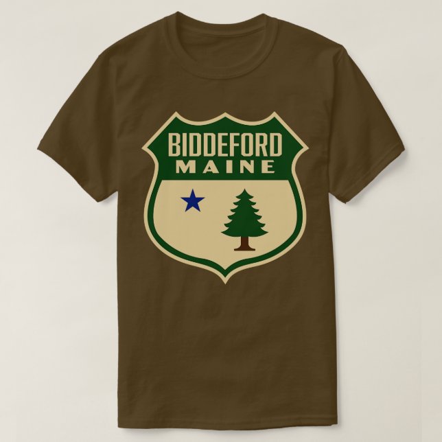 Camiseta Biddeford Maine Retro Pine Tree Shield Green (Diseño del anverso)