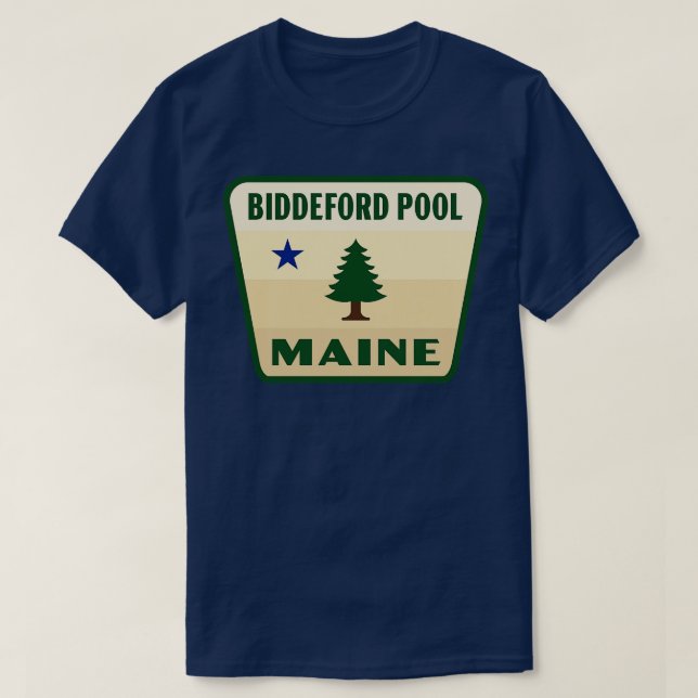 Camiseta Biddeford Pool Maine Retro Pine Tree Badge Tan (Diseño del anverso)