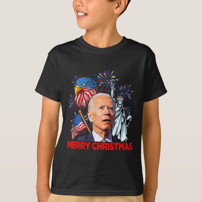 Camiseta Biden Confuso Patriótico Feliz Navidad Por 4O (Anverso)