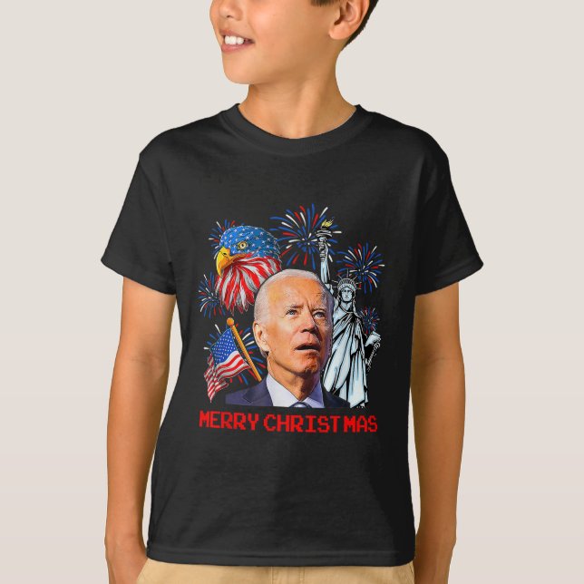 Camiseta Biden Confuso Patriótico Feliz Navidad Por 4O (Anverso)