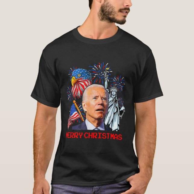 Camiseta Biden Confuso Patriótico Feliz Navidad Por 4O (Anverso)