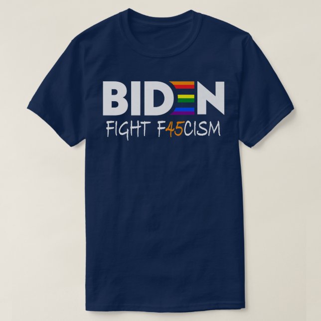 Camiseta Biden Fight F45cism Bandera del orgullo antirepubl (Diseño del anverso)