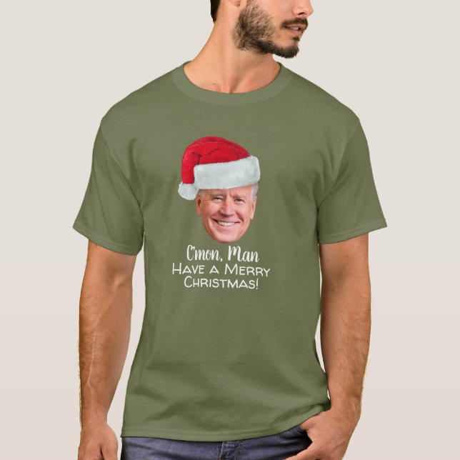 Camiseta Biden Harris 2020 - Joe Santa Hat - C'mon Man (Anverso)