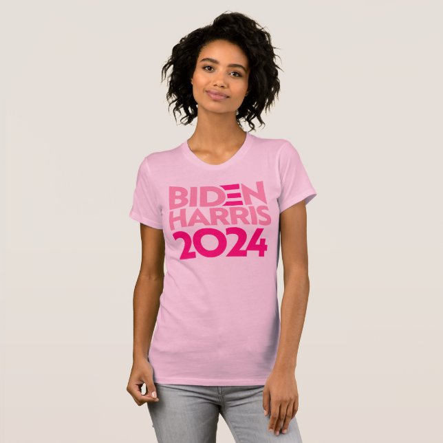 Camiseta Biden Harris 2024 en rosa (Anverso completo)