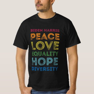 Camiseta Biden Harris Peace Love Equality Hope Diversidad