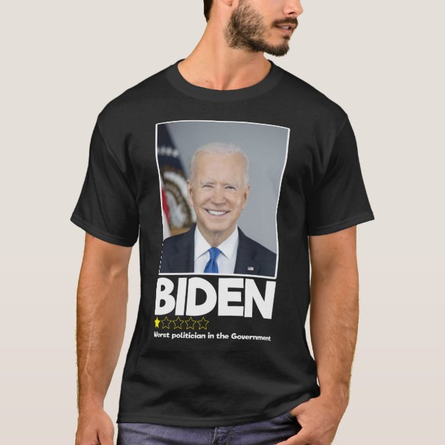 Camiseta Biden Peor Político En El Gobierno 1 Estrella (Anverso)