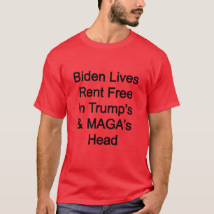 Camiseta Biden renta gratis en la cabeza de Trump
