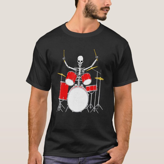 Camiseta Bidones del músico del tambor Skeletton (Anverso)
