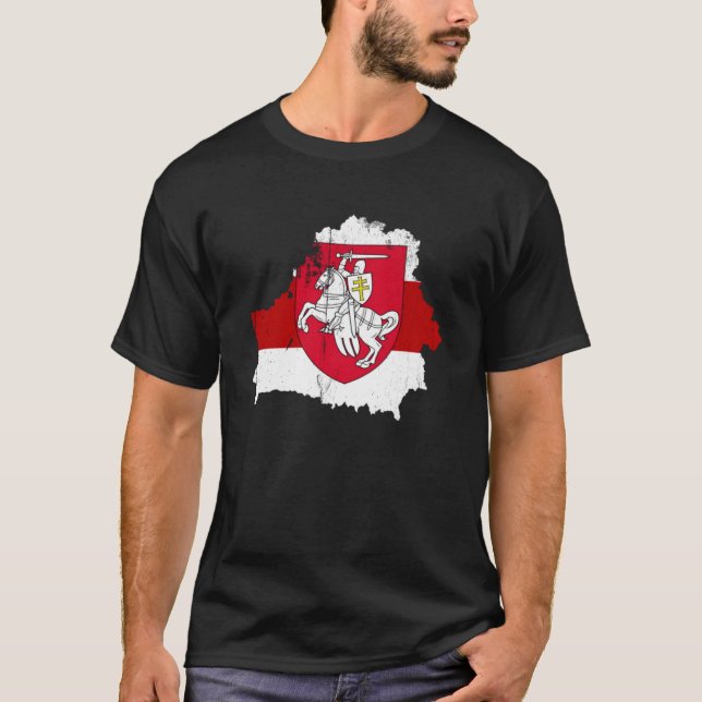 Camiseta Bielorrusia Bandera de Pagonya Roja Blanca Apoya a (Anverso)