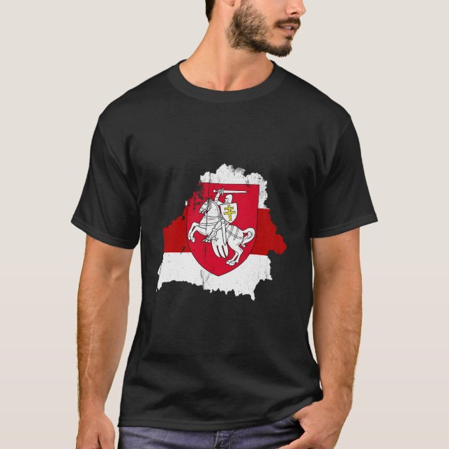 Camiseta Bielorrusia Bandera de Pagonya Roja Blanca Apoya a (Anverso)