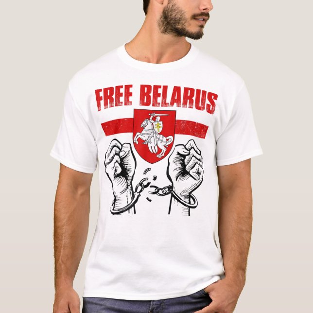 Camiseta BIELORRUSIA LIBRE Pogonya Bandera Bielorrusia Whi  (Anverso)