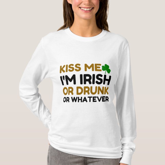 CAMISETA BIEN, ESTOY BEBIDO IRLANDÉS O CUALQUIER PAREJA. (Anverso)