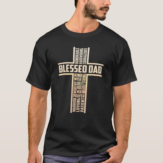 Camiseta Bienaventurado Papá Padres Día Cruz Papa Cristiano (Anverso)