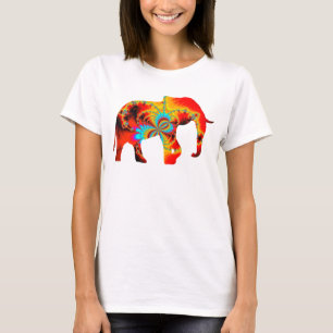 Camiseta Bienestar animal - Fractal de silueta elefante 1