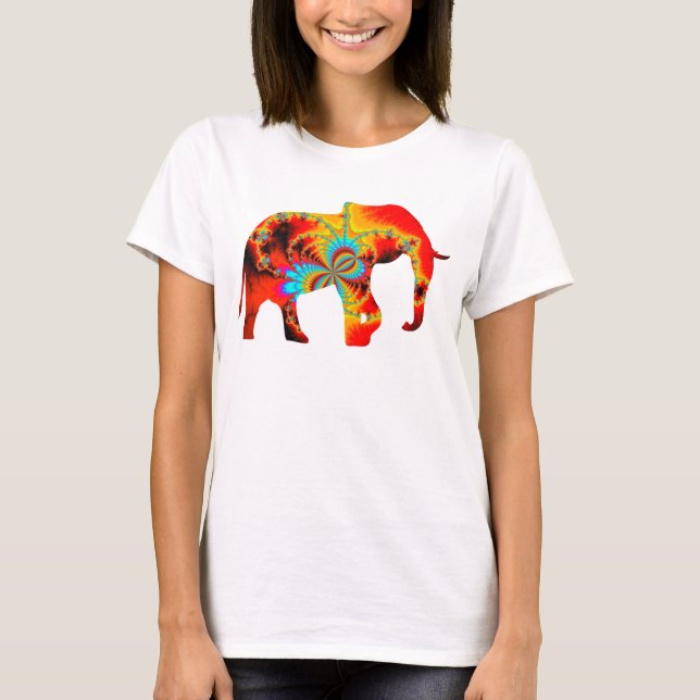 Camiseta Bienestar animal - Fractal de silueta elefante 1 (Anverso)