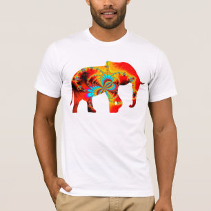 Camiseta Bienestar animal - Fractal de silueta elefante 1
