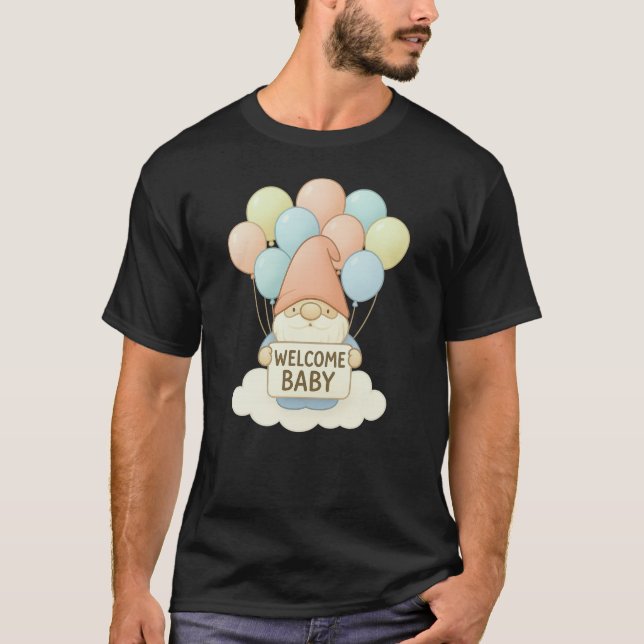Camiseta Bienvenida a Baby Gnome con globos Pastel (Anverso)