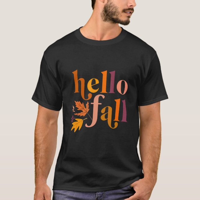 Camiseta Bienvenida a Hello Fall en otoño (Anverso)