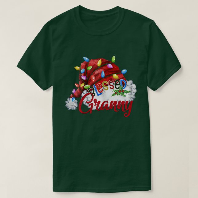 Camiseta Bienvenida a la abuela Santa Hat Xmas Light (Diseño del anverso)