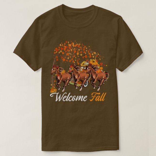 Camiseta Bienvenida Árbol De Otoño Tres Caballos Con Pic De (Diseño del anverso)