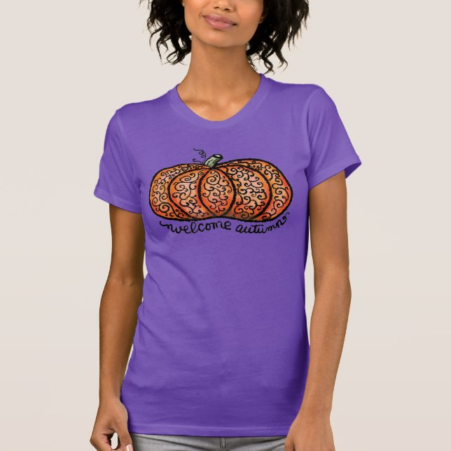 Camiseta Bienvenida Calabaza de fibra de otoño (Anverso)