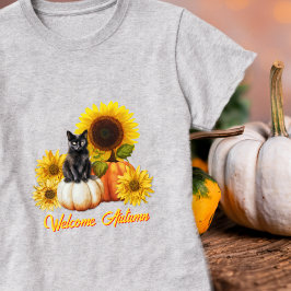 Camiseta Bienvenida Calabazas de girasoles otoñales