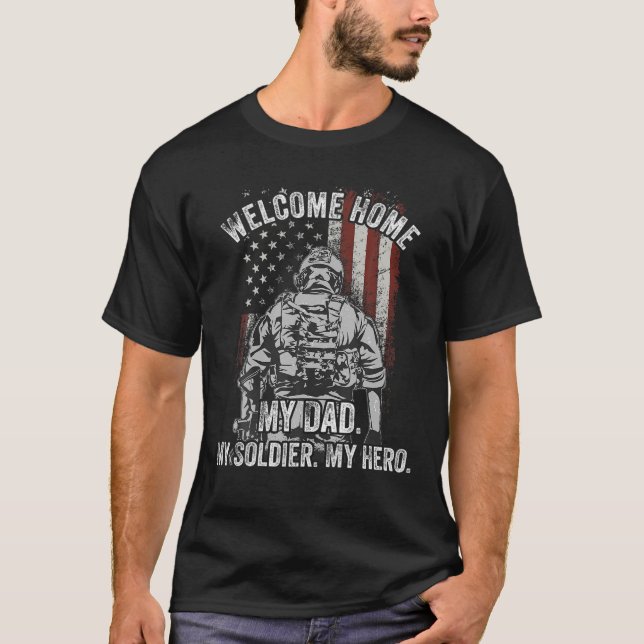 Camiseta Bienvenida Casa Mi Papá Desplegó Despliegue Milita (Anverso)