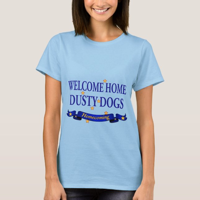 Camiseta Bienvenida Dusty Dogs en Casa (Anverso)